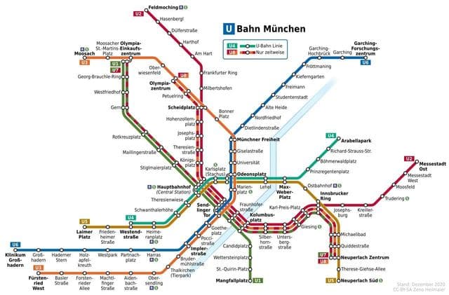 Mapa das estações de metrô de Munique